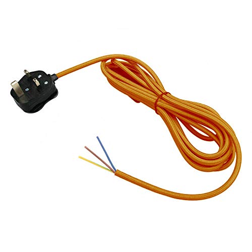 DC VOLTAGE Industrial Ceiling hanging Plug in Pendant Lighting Fitting E27 Lamp Holder 4m Fabric Cable 3 Pin Plug in pendant with On/Off Control Switch (Gold)