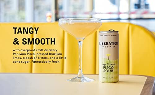 Liberation Cocktails Pisco Sour 6 Cans x 200ml, Ready To Drink Cocktail Cans, Made with Real Fruit, Classic Peruvian Pisco, Low Calories and Low Sugar