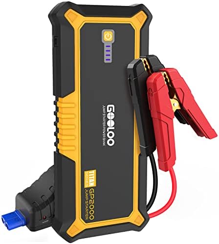 GOOLOO GP2000 2000 Amp Car Battery Jump Starter for up to 9L Gas and 7L Diesel Engines, SuperSafe 12V Portable Car Battery Booster Pack, Lithium Jump Box with LED Light,USB Quick Charge,Type-C,Yellow