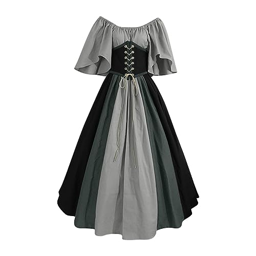 2025 Robe Médiévale Femme Renaissance Rétro Robe de Fête Costumes Femmes Cosplay Déguisement Carnaval Victorien Robes Halloween Carnaval Robes Victorienne...