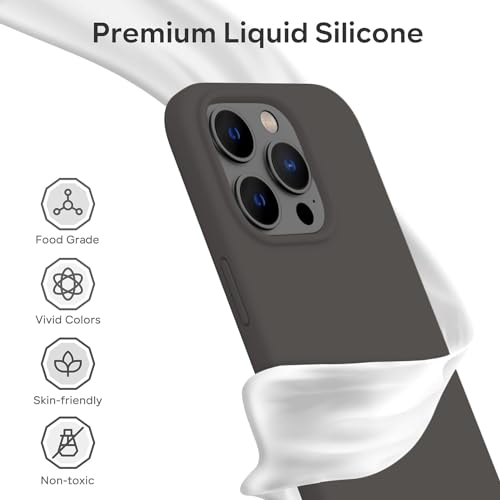 Image of DIZORO Compatible for iPhone 15 Pro Max Case 6.7, Slim Liquid Silicone Case 3 Layers Full Covered Soft Gel Rubber Phone Case Protective Cover 6.7 Inch (Titanium Black)