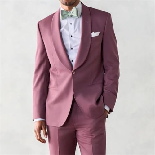 Men Single Button Suit Two Pieces(Jacket+Pants) Shawl Collar Outfits Party Prom Wedding Set3
