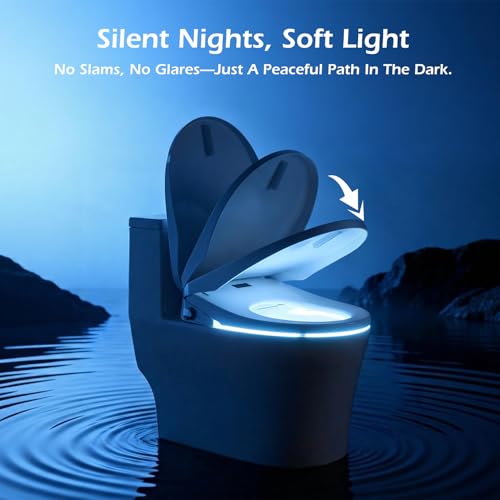 Image of GAICOM Electric Bidet Toilet Seat Elongated, Smart Heated Toilet Seat with Instant Warm Water, Warm Air Dryer, Front & Rear Wash, Remote Control, Soft Close, Self-Cleaning Nozzle, Night Light