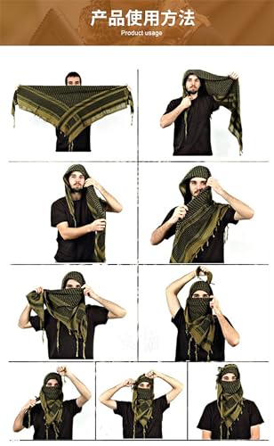 Resnan Tactical Desert Scarf HeadScarf Military Shemagh Arab Outdoors Plaid Tassel Scarves 100% Cotton for Men 43x43Inch3