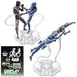 Qucchanen Action Figure Stand with Adjustable 2 Arms, Display Holder Base Compatible with HG, RG, SD, SHF Gundam 1/144, Connectable Base, Compatible with SH Figuarts Effects - 2 Pcs Clear