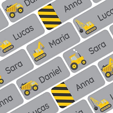 My Nametags® Award-Winning Name Stickers for Clothes & Items | 56 No-Iron, Washable Stick-On Tags for Babies, Kids & Adults | Construction Stickers (Grey) — image 1