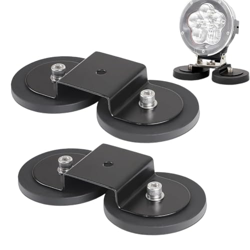 Lot de 2 supports magnétiques en forme de N pour projecteur de travail LED, gyrophare, phare supplémentaire pour voiture et tout-terrain, 12 aimants 45 kg,...