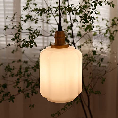 Suspension japonaise en verre blanc E27 pour éviter l'éblouissement avec un lustre réglable