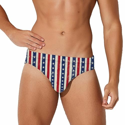 USA Star Flag Men's Swim Briefs Low Waist Bikini Swimsuit Underwear Beach Swimwear