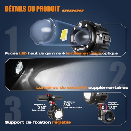 Phares de moto LED 60W étanches pour sécuriser le brouillard - 2
