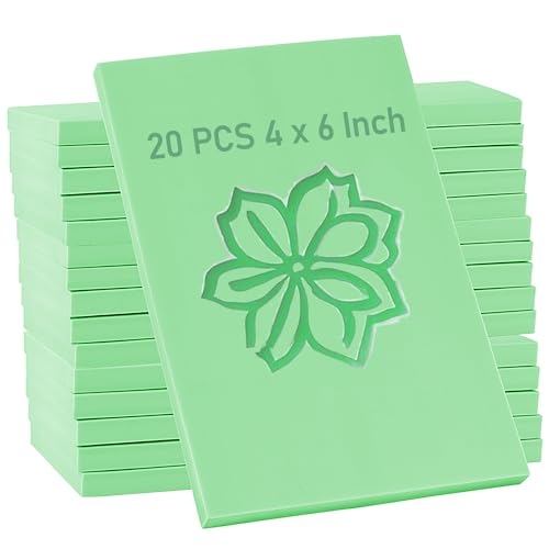ZOENHOU 20 PCS 4 x 6 Inch Rubber Stamp Carving Blocks, Linoleum Blocks for Printmaking, Stamp Making, Green