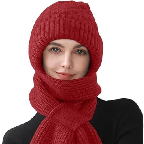 Integrated Ear Protection Windproof Cap Scarf Set, Winter Warm Knitted Hat with Matching Scarf & 1 Pair Socks – Cozy Thermal Fleece Lined Beanie for Cold Weather, Outdoor Travel-image-45