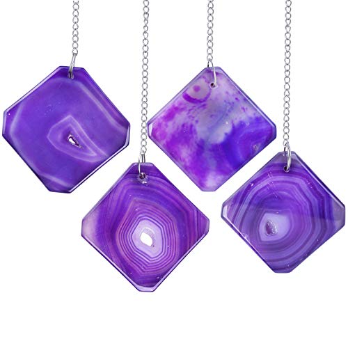 mookaitedecor 1M Agate Crystal Art Healing Crystal Wall Hanging Ornament for Living Room Bedroom Party Home Living Room Decor Square Purple Wall Art Decor Good Luck Home Decor New Home Gift - Image 4