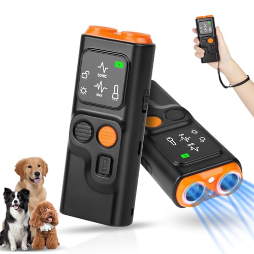 Aomig Anti Bell Gerät Hunde 4 Modi Hundetraining Antibell Ultraschall Gerät USB Aufladung Hunde Bellen Stoppen Hundeabwehr Erziehungshilfen für Hunde Automatisch Ausrüstung Nachtwanderungen (800MAh)