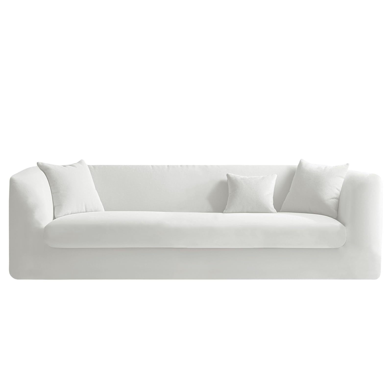 KYJSW High Stretch Chesterfield Sofa Cover Velvet Couch Cover With Seat Cushion Cover Non-Slip Sofa Slipcovers With Armrests For Living Room (Milk white,LOVESEAT+1PC LARGE 2-SEAT) — image 1
