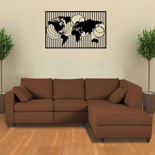 Image of Florian RHS 4 Seater L Shape Sofa Set for Living Room (Brown Fabric) Premium Fabric Sofa