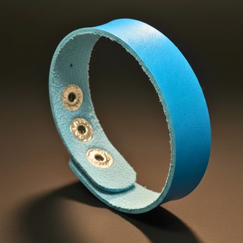 Image of THE MEN THING BLAZEFIT STRAP - 18mm Genuine Leather Bracelet with Stainless Steel Stud Button Closure for Men & Boys (6.6 /7.1 /7.6 inch)