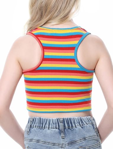 Image of EXARUS Girls Crop Tank Top Dance Hip Hop Outfits Cheer Cropped Top | Kids Tween Youth Summer Athletic Dance Convention Fitted Gymnastics Sleeveless Clothes