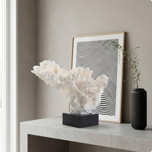 Corail imitation résine blanc cassé : statue chic 33cm pour bureau moderne - 3