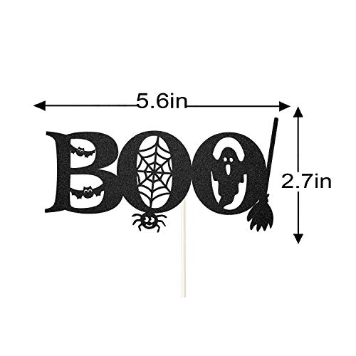 Black Boo Cake Topper, Halloween Cake Topper Halloween Party Decor, Bat Spider Cake Decor Ghost Halloween Birthday Party Favors #TOP1