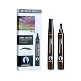 VIOLA HOUSE Microblading Eyebrow Pencil Waterproof Brow Pen with 4 Tip Fork Tip Eye Brows, Long Lasting Liquid Eyebrow Pen for Women Stay on All Day(2ml/0.67oz) (Dark Brown)