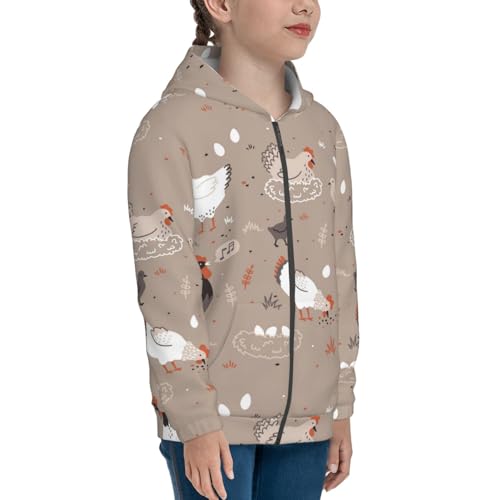 Chicken Kid Hoodies Boys Zip Up Sweatshirts Girls Pullover with Pocket4