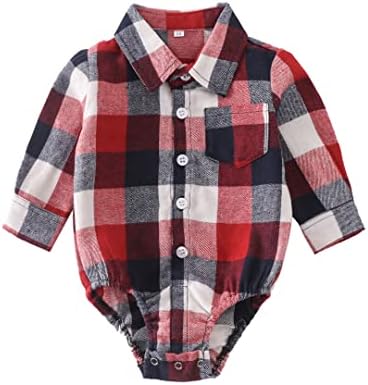 Newborn Boy Outfits Baby Flannel Collared Christmas Buffalo Plaid Baby Boy Button Up Shirt Long Sleeve s Boy
