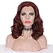 Imstyle Auburn Lace Front Wigs Short Wavy Ginger Wig For Women Copper Red Synthetic Heat Resistant Hair Wigs Natural Hairline With Glueless Wig Cap Shoulder Length 16 Inch