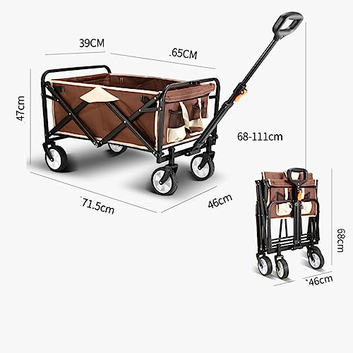 Carretilla plegable para camping, vehículo utilitario para exteriores, carrito plegable de cuatro ruedas para acampar, ruedas giratorias 360°, apto para camping y pesca miniatura 7