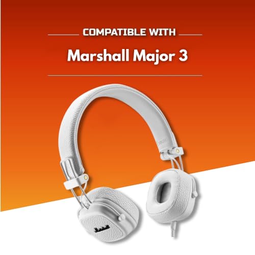 Image of Crysendo Headphone Cushion for Marshall Major III Headphone | Soft Ear Cushion Cover Replacement Earpads | Protein Leather & Memory Foam Cushion (White)