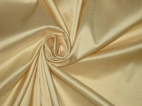 Soie Dupioni dorée et crème 137 cm | Tissu noble de haute couture pour créations luxueuses