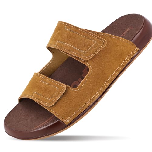 Image of WALKAROO Bounceez Men's Fashion Stylish Comfort Sandals with Cushion Sole, Lightweight - WGP53032 - Camel