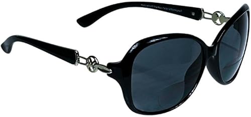proSPORT Gafas de sol bifocales para mujer, montura de tortuga negra, patillas de acento de metal, montura sexy de gran tamaño +1.50 +2.00 +2.50 proSPORT Gafas de sol bifocales para mujer, montura de tortuga negra, patillas de acento de metal, montura sexy de gran tamaño +1.50 +2.00 +2.50