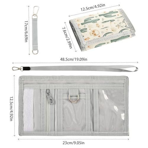 ALAZA Kids Wallets for Boys Girls Toddler Trifold Wallet Children Small Cactus Cow Skull with Zipper Coin Pocket3