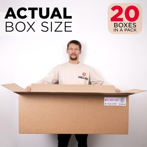 Image of Long Cardboard Boxes 14 inchL x 14 inchW x 40 inchH (Pack of 20) - USA-Made Packing Boxes for Moving, Shipping, or Storage - USPS, UPS, FedEx Approved - Professional Packing Supplies for Moving | USA-Made Packing Boxes for Moving, Shipping, or Storage - USPS, UPS, FedEx Approved - Professional Packing Supplies