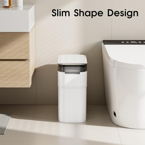 Joyzan 1054-JY-PY-W Slim Bathroom Trash Can With Lid,4 Gallons/15L Small Garbage Can With Press Top Lid, Plastic Pet Dog Proof Covered Trash Bin thumb #5