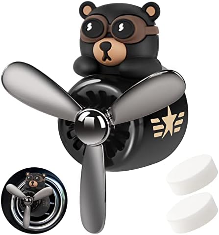 URAQT Retro Airplane Car Air Freshener, Personalized Car Vent Aroma Diffuser, Car Air Outlet Scented Clip, Aromatherapy Fragrance Ornament with Rotating Propeller for Car, Fan, Ect (Black)