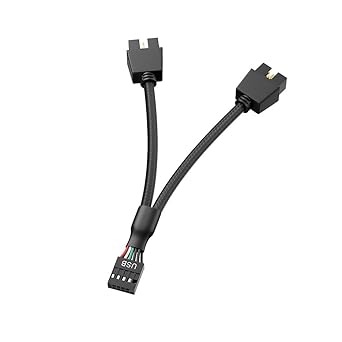 Motherboard 9pin USB2.0 to Dual 9pin Extension Cable, 9 pin to 2 * 9 pin Splitter Cord, Motherboard USB 9Pin Header Cable, Black