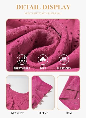 Image of Eytino Plus Size Dresses for Women Summer Ruffle Cap Sleeve Lace V Neck Embroidery Eyelet A Line Dress(1X-5X)