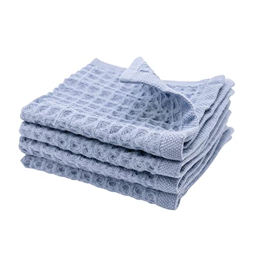 sea me at home Waffle Washcloths Set, 100% Turkish Cotton (Denim)