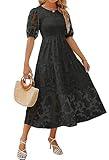 Top 10 Best Black Dress Target Reviews & Comparison | Updated 3 ZESICA Women's 2025 Summer Short Puff Sleeve Crewneck Smocked Floral Lace Flowy A Line Tiered Maxi Dresses,Black,Medium