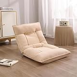 FUMBJFKT Silla de sofá plegable acolchada para juegos, Silla Convertible de suelo, ajuste de Cuello de 5 posiciones + ajuste Lumbar de 5 posiciones, Silla de meditación (Color:Rosa)