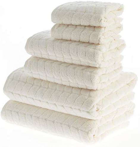 BAGNO MILANO Turkish Bath Towels, Soft Plush Jacquard Luxury Bath Towels, Quick Dry Towel Set (Cream, 6 pcs Towel Set)