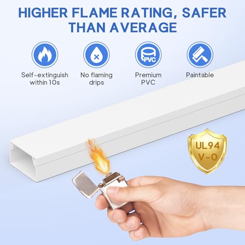 JOYUMY 315in Cord Hider Kit, Paintable Cable Raceway, Cord Covers for Wall Mount TV, TV Cable Hider Wall Kit, Wire Management, W 0.96in x H 0.57in, White by JOYUMY - Image 7