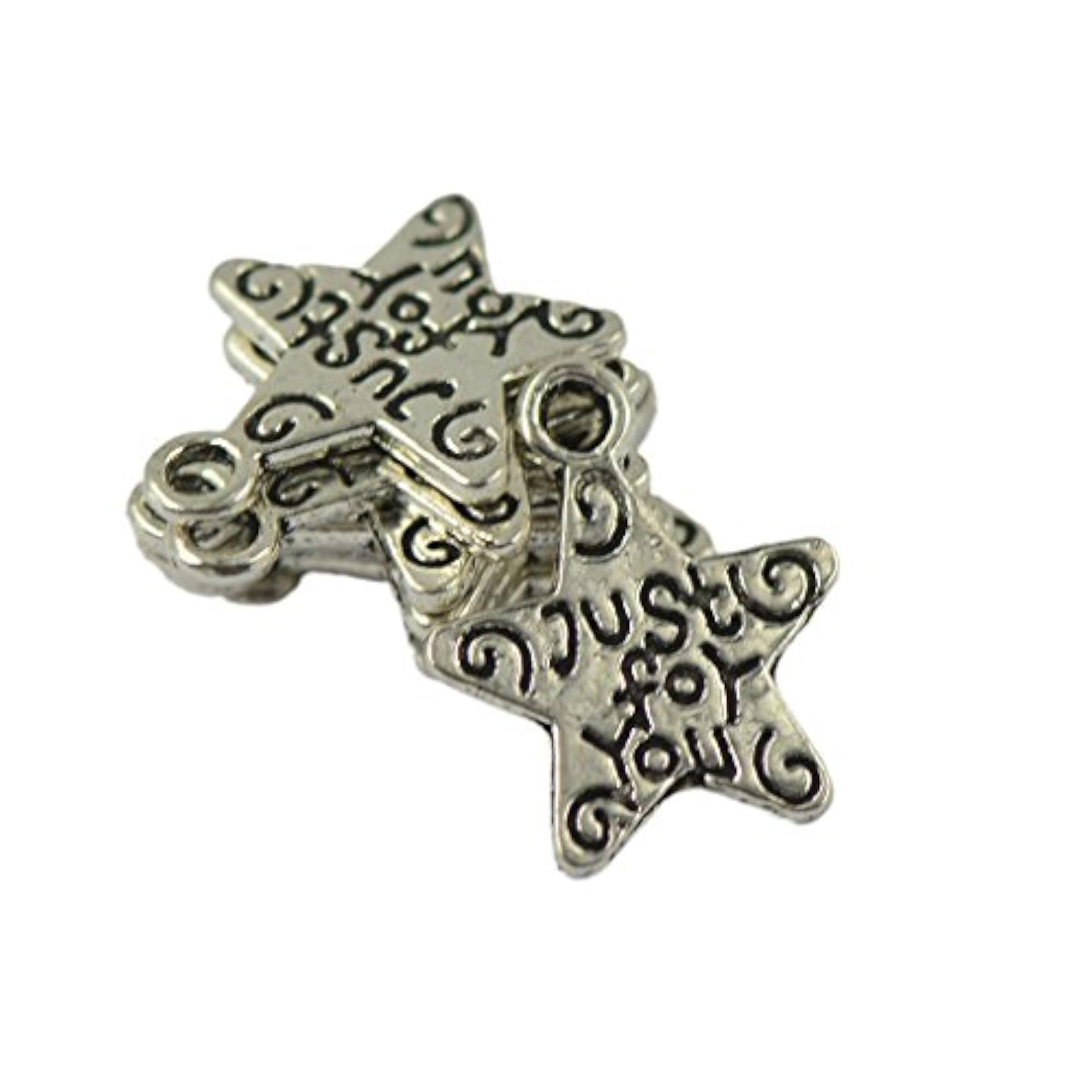Tibetan Silver Star Charms Pendants, 100pcs DIY Gift