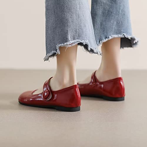 Image of LUXINYU Women's Slip on Flats,Classy Round Toe Solid Classic Mary Jane Ballet Dance Shoes Soft Comfortable PU Flat Shoes