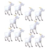 OFFSCH Lot de 12 Figurines d'animaux de Ferme en PVC Blanc, Modèle de Chèvre Réaliste Scul...