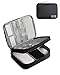 OrgaWise Accessories Bag Travel Electronics Organiser 3 Layer Cables Case for Power Bank, Camera, Ipad and Memory Card - Grey Electronic Case with 2 pcs Data Line Protect Sets (3-layer-black)