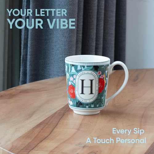 Image of Shay Alphabet Mug 300ml, Letter H Printed Coffee Mug for Girls, Boys, Friends | Ceramic Mug |Glossy Finish | Ceramic Coffee Cup | Porcelain | Microwave Safe (Alphabet Mug - H)