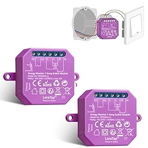 loratap lot de 2 interrupteur wifi alexa sans fil, compteur de consommation, va et vient parallèle, relais 3680w 16a, commutateur intelligent smart life, compatible avec google home